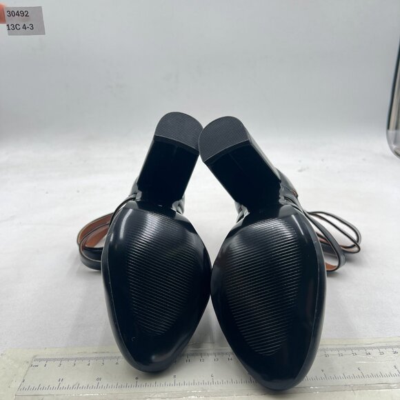 YDN Black Gladiator Strappy Sandals Block High Heel Round Toe Hollow Out Pumps - Picture 7 of 8